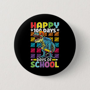 Tag der Schule Dino Kinder glücklich 100 Tage Dino Button