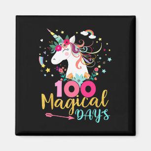 Tag der Schule Einhorn Mädchen 100 magische Tage L Magnet