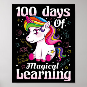Tag der Schule Einhorn Mädchen 100 Tage der Schule Poster