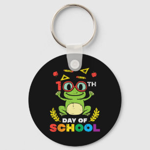 Tag der Schule Frog 100 Tage schlauer Lehrer Kinde Schlüsselanhänger