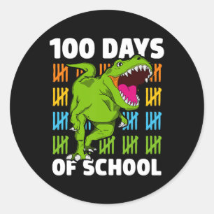 Tag der Schule Jungen Kinder Dino 100 Tage Dinosau Runder Aufkleber
