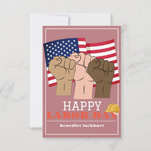 Tag der Solidarność-Arbeit mit US-Flagge Dankeskarte
