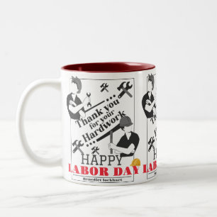 Tag der Solidarność-Arbeit mit US-Flagge Zweifarbige Tasse