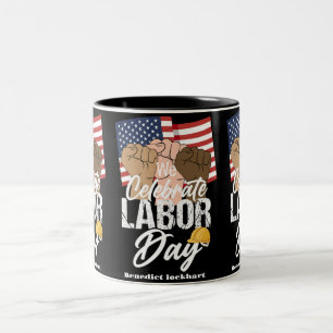 Tag der Solidarność-Arbeit mit US-Flagge Zweifarbige Tasse