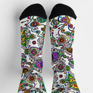 Tag der Toten Bunte Totenkopf Socken