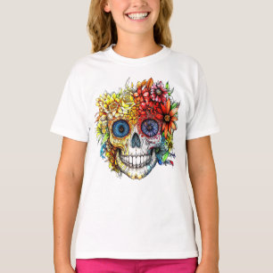 Tag der Toten Katrina Calavera mit Blume T-Shirt