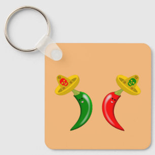 Tag der Toten mexikanischen Chili Custom Double Si Schlüsselanhänger
