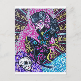 Tag der Toten Retro-Meerjungfrau Postkarte