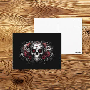 Tag der Toten rote florale Schädelkunst Postkarte
