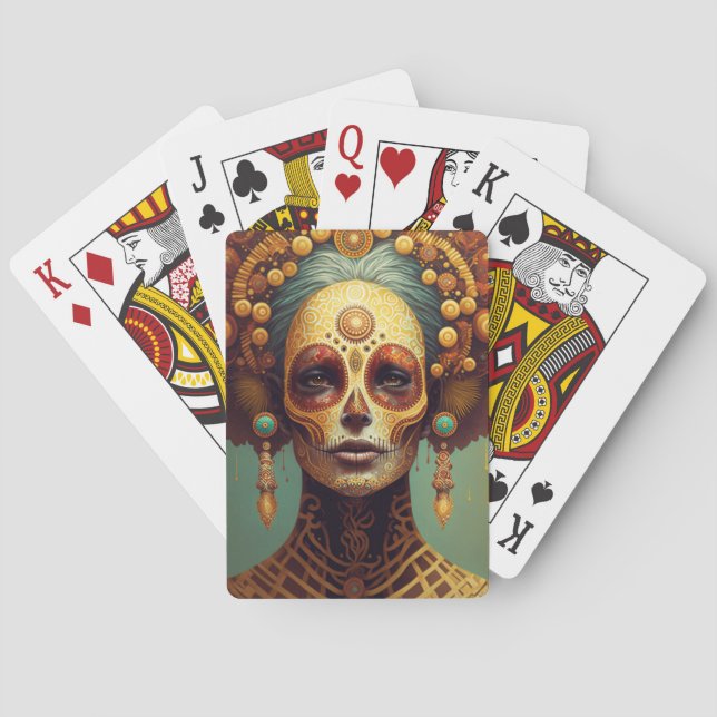 Tag der Toten Schädelfrau Spielkarten (Rückseite)