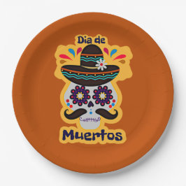 Tag der Toten Schädelhutte Blume Kinder 9" Pappteller