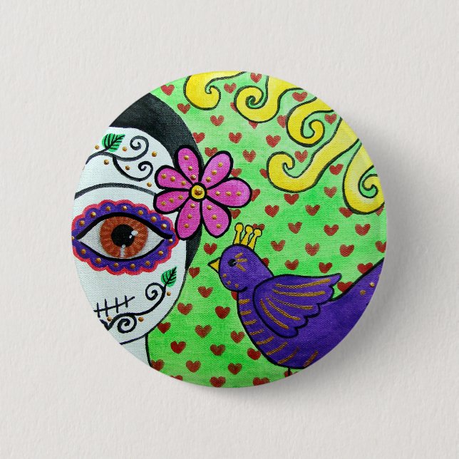 Tag der toten Schaltfläche "Catrina" Button (Vorderseite)