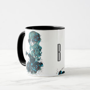 Tag der Toten Schöne Zucker-Schädel-Make-up-Frau Tasse