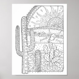 Tag der Toten Wüste Kaktus Farbseite Kunst Poster