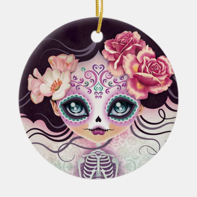 Tag der toten Zuckerschädel-Verzierung Keramik Ornament (Vorne)