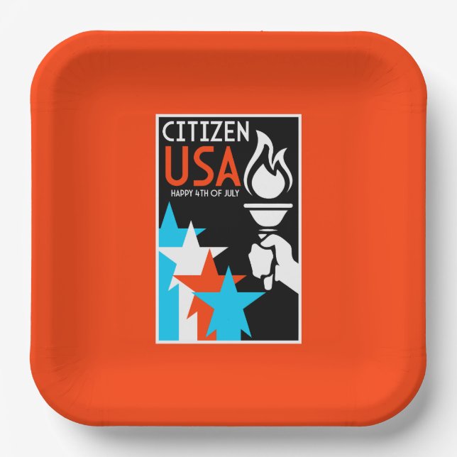 Tag der Unabhängigkeit Amerikas Pappteller (Vorderseite)
