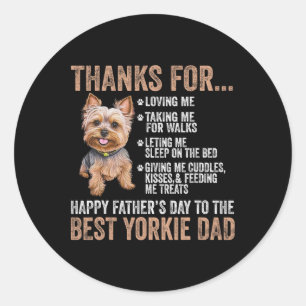 Tag der Väter zum besten Yorkie-Vater Yorkshire Te Runder Aufkleber