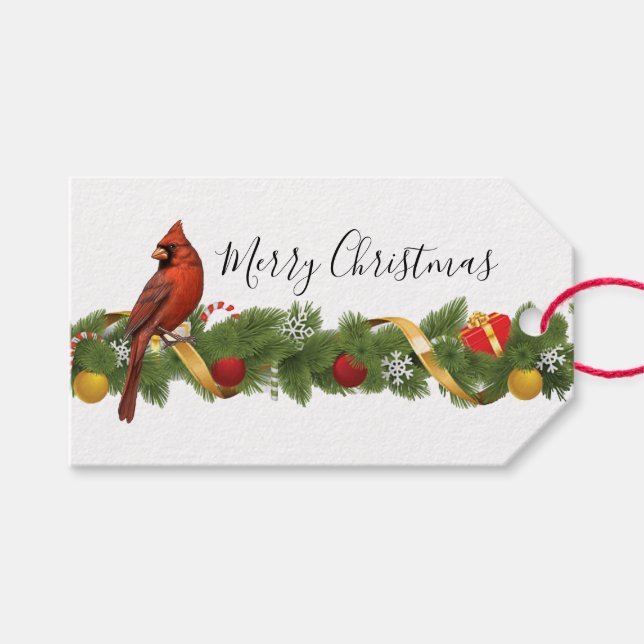 Tag der Weihnachtsgarten und Kardinal Geschenkanhänger (Vorderseite (Horizontal))