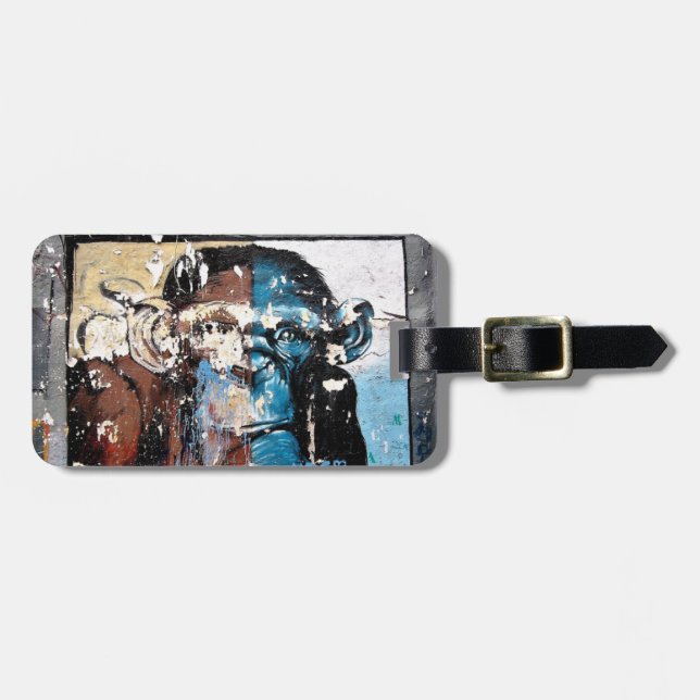 Tag des Affen mit Ledergurt Gepäckanhänger (Vorderseite horizontal)