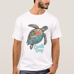 Tag des Erdbeobachtungsschildkröte Vintage-Stich-S T-Shirt