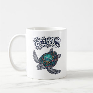 Tag des Erdmondes Meeresschildkröte Vintage Gravur Kaffeetasse
