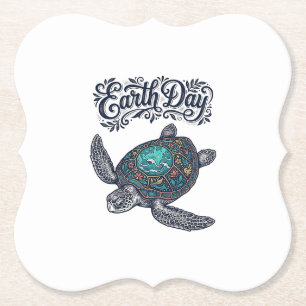 Tag des Erdschildkröte Vintage Gravur Shirt Design Untersetzer