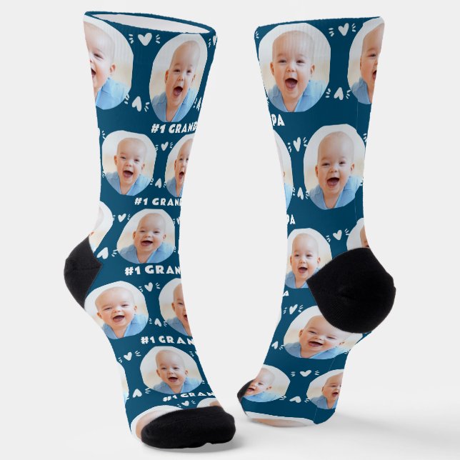 Tag des Großvaters oder Kindervaters: Foto Socken (Gewinkelt)