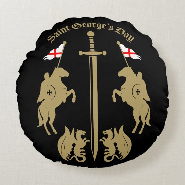 Tag des Heiligen Georgs Rundes Kissen (Vorderseite)