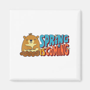 Tag des Murmeltiers Frühling kommt Lustige Männer Magnet