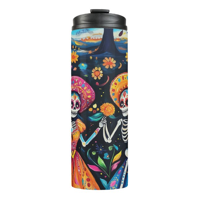 Tag des toten bunten Designs Thermosbecher (Vorderseite)