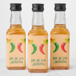 Tag des Toten Mexikanischen Chilis Alkoholflaschenetikett