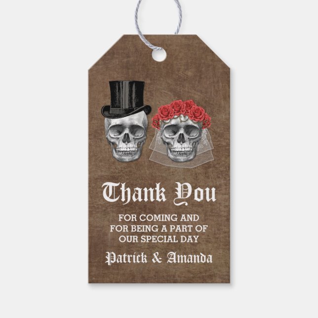 Tag des Toten Schädelkuchens Hochzeit Danke Geschenkanhänger (Vorderseite)