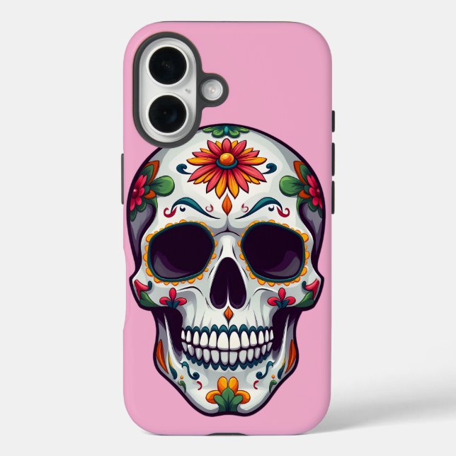 Tag des Toten Schädels iPhone 16 Hülle (Rückseite)