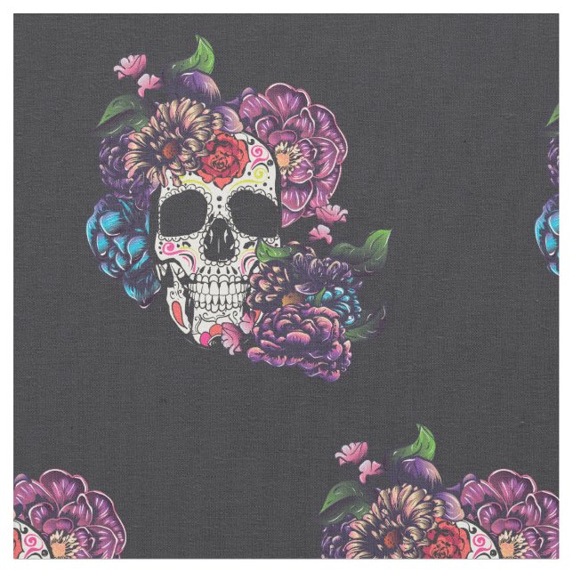 Tag des toten Schädels mit Blume Stoff (Nahaufnahme)