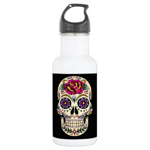 Tag des Toten Schädels mit Rose Trinkflasche