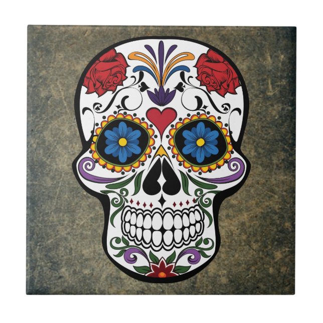 Tag des Toten Schädels von Muertos Mexiko Fliese (Vorderseite)