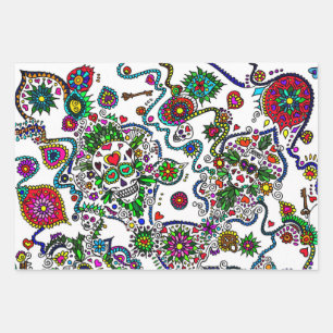 Tag des Toten Schädelspenders Wrap-Set Geschenkpapier Set