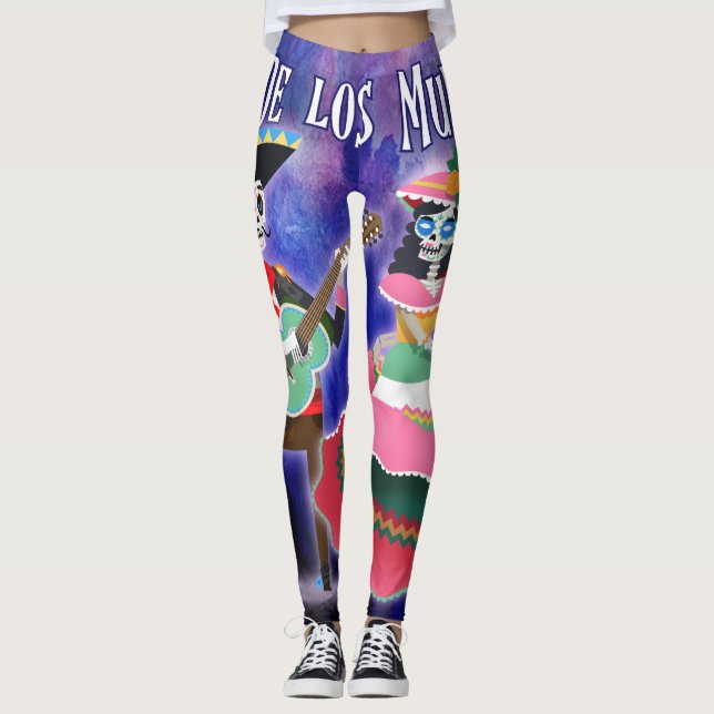 Tag des Toten Skeletts Mariachi Tänzer Leggings (Vorderseite)