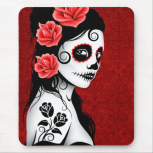 Tag des toten Zuckerschädel-Mädchens - Rot Mousepad