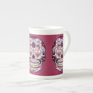 Tag des toten Zuckerschädel-Rosas Prozellantasse