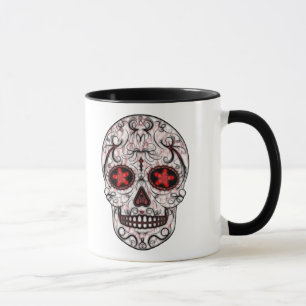 Tag des toten Zuckerschädel-- roten u. schwarzen Tasse