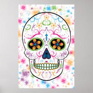Tag des toten Zuckerschädels - helle multi Farbe Poster