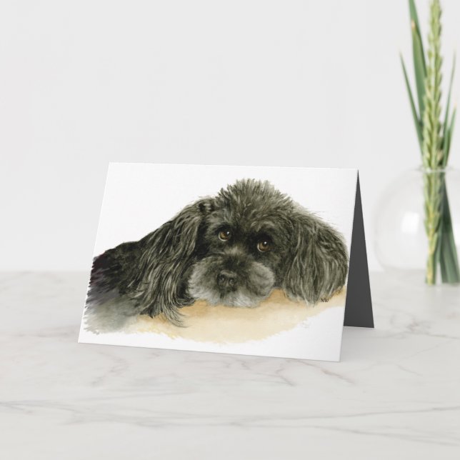 Tag des Vaters mit Poodle-Dog-Karte Karte (Vorderseite)