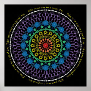 Tag-Fahrrad-Mandala mit Kreis-Text Poster