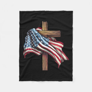Tag Flag Cross Print Fleecedecke