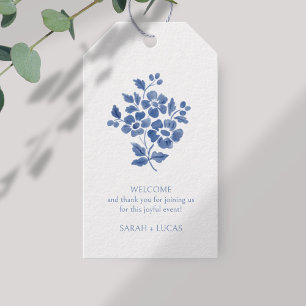 Tag für das Hochzeitsgeschenk für blaue und weiße Geschenkanhänger