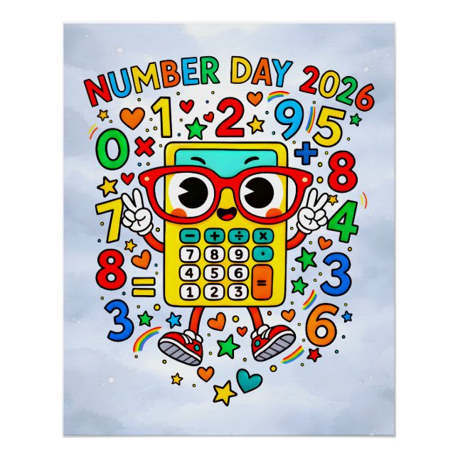 Tag für den Zahlentag 2026 Süße Mathe für Kinder Poster (Vorderseite)