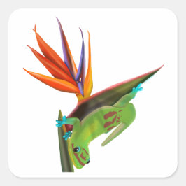 Tag Gecko am Bird of Paradise Quadratischer Aufkleber
