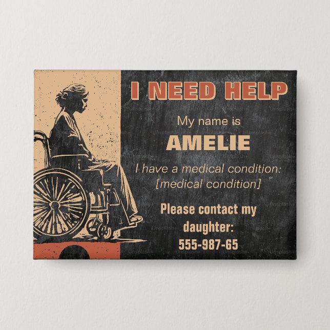 Tag-ID für die medizinische Notfallambulanz - Kont Button (Vorderseite)