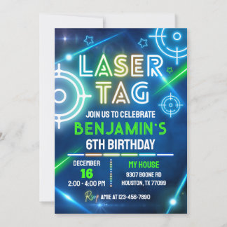 Tag laser Invitation d'anniversaire, balise laser